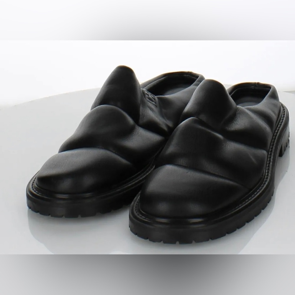 NEW $295 Women's Sz 37 M Staud Astro Quilted Vegan Leather Mules In Black